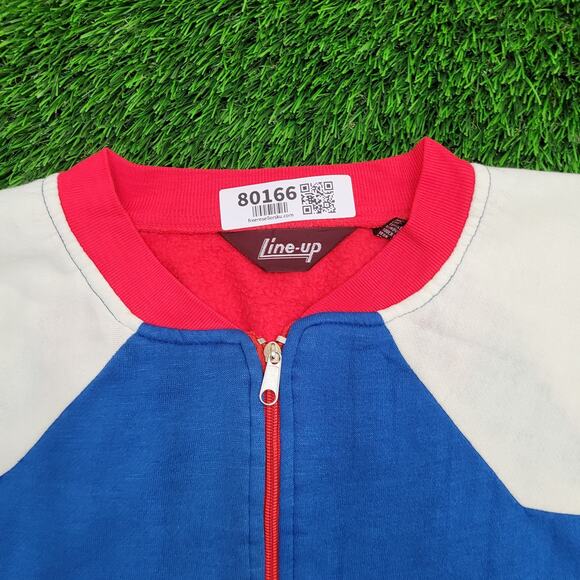 Line-Up Zip Fleece Jacket M/L 22x22 Boxy Cropped Red Blue - Picture 10 of 13